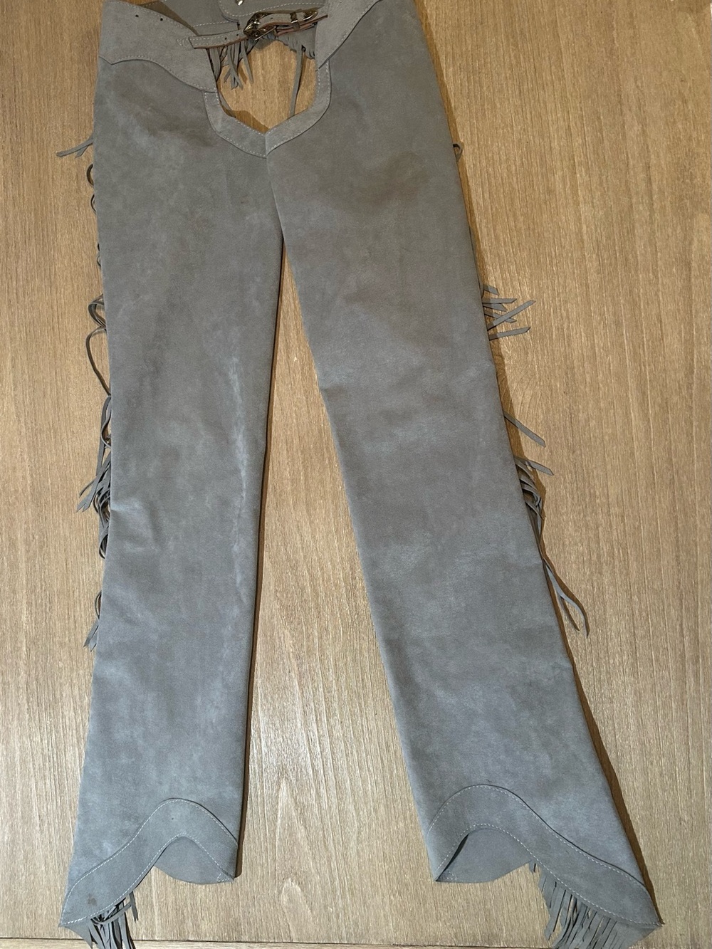 Nancy Voeltz Originals Gray Suede Leather Western Fringe Chaps